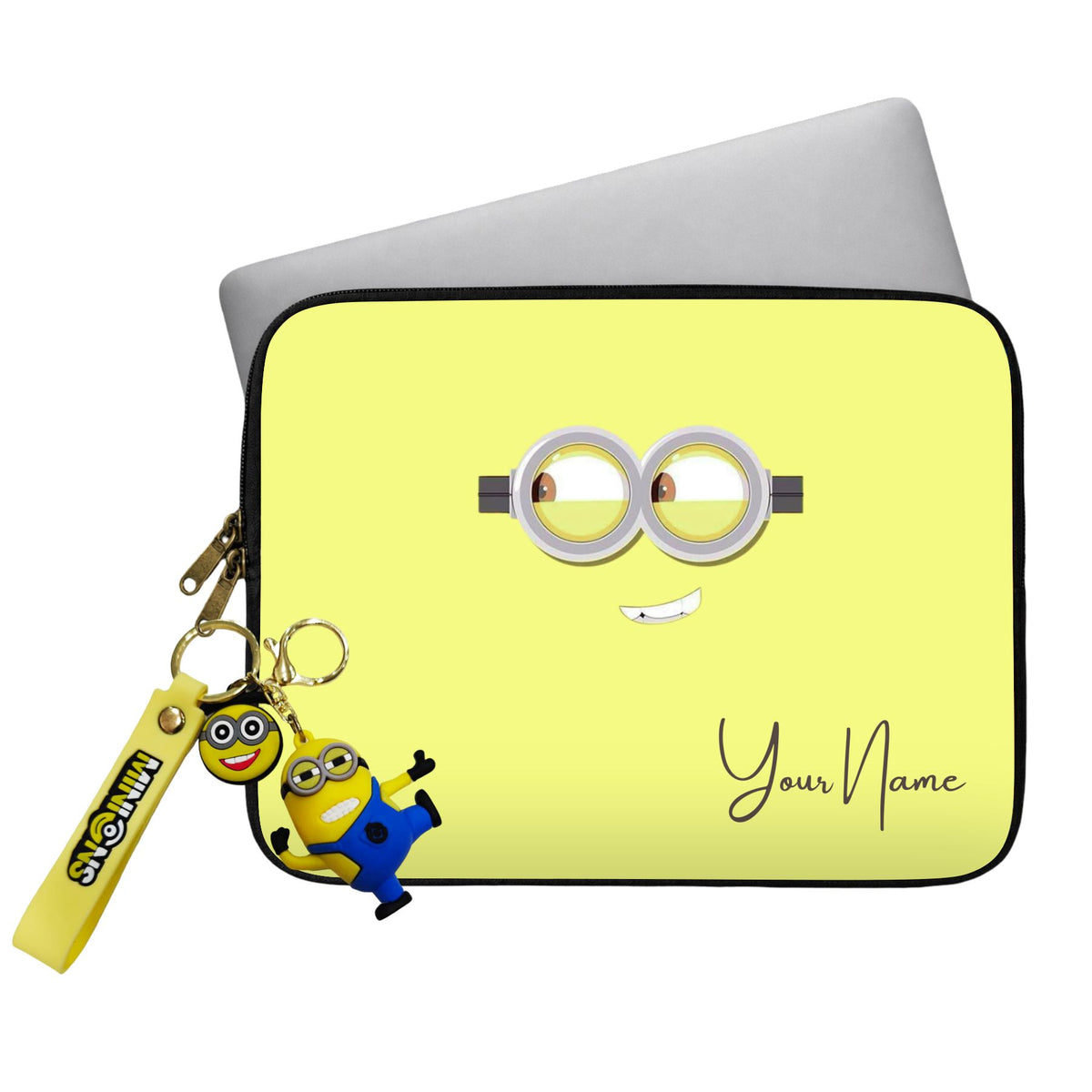 Minion Custom Name Laptop Sleeve With Charm Main image