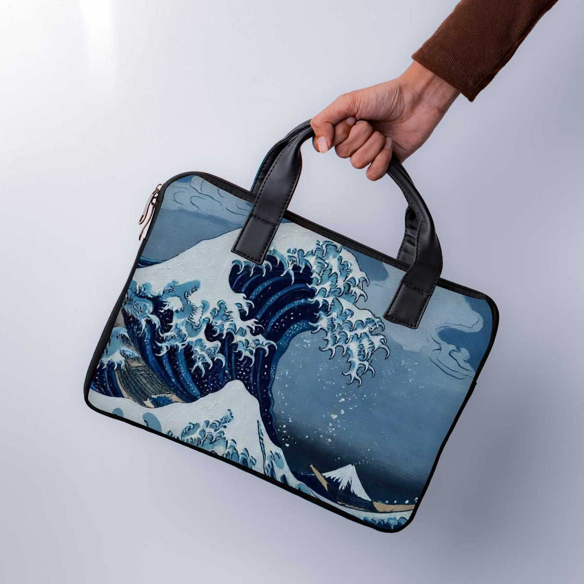 Blue Kanagawa Laptop Sleeve With Handle Main image