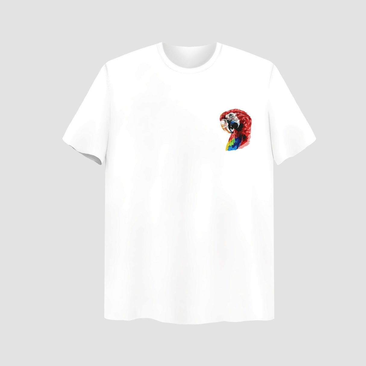 Parrot Face Embroidered White Oversize T Shirt Main image