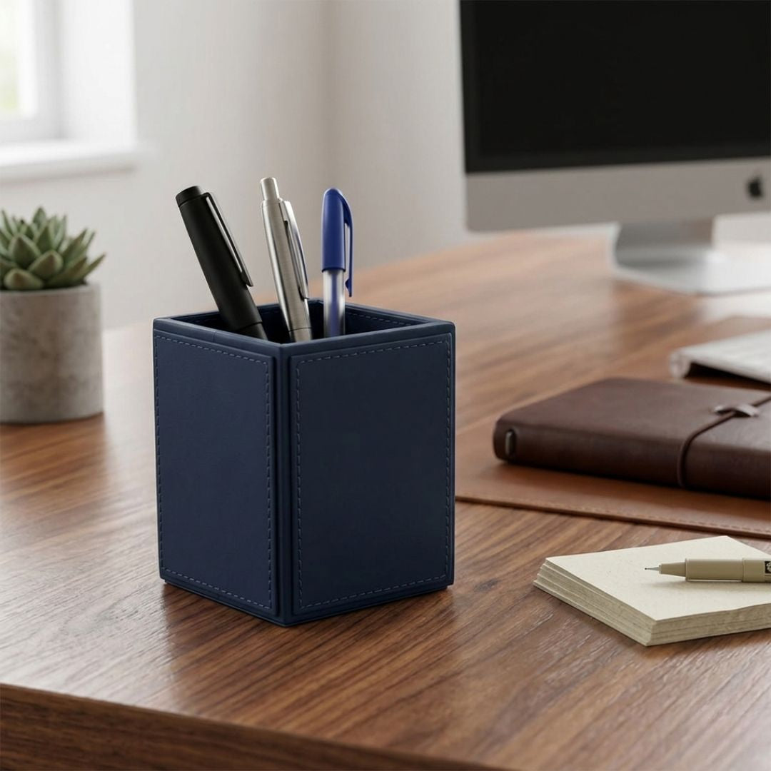 Ideal for corporate gifting, festive gifting, and special occasions like Diwali, Christmas, birthdays, and anniversaries, these durable accessories are thoughtfully designed for modern professionals and proudly Made in India. Upgrade your workspace with Wrapcart Premium Desk Accessories, crafted with high-quality MDF, steel core, and vegan faux leather for a perfect blend of style, durability, and functionality.