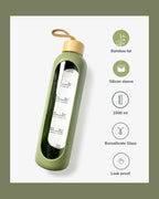 Pillar Borosilicate Glass Water Bottle - Keeps You Hydrated - Black