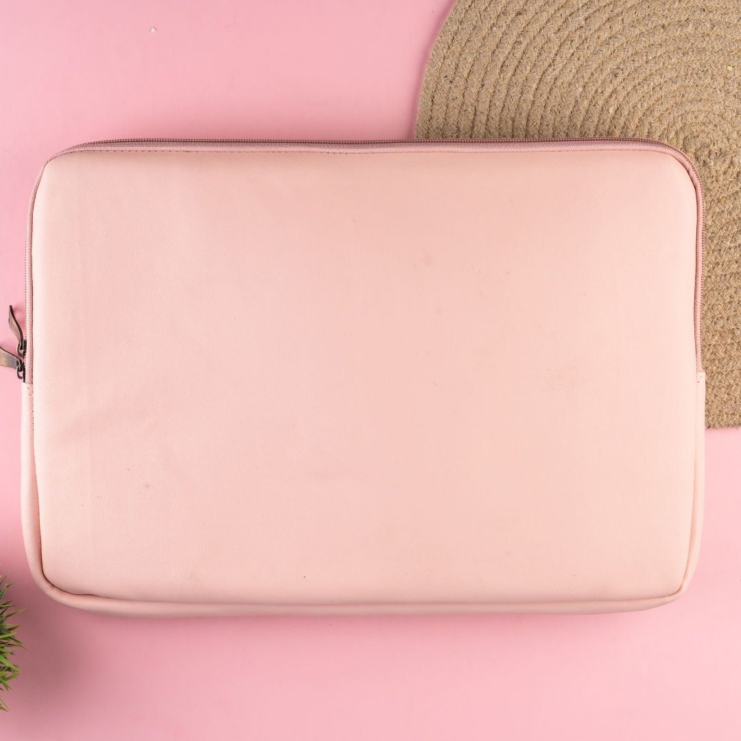 Pink Leather Laptop Sleeve Main image