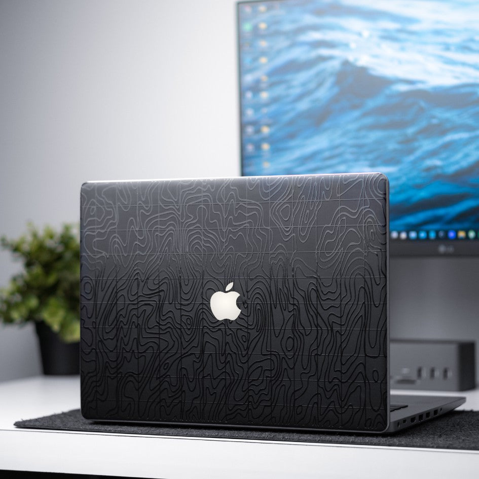 Black Topography Textured 3D MacBook Skins Secondary image