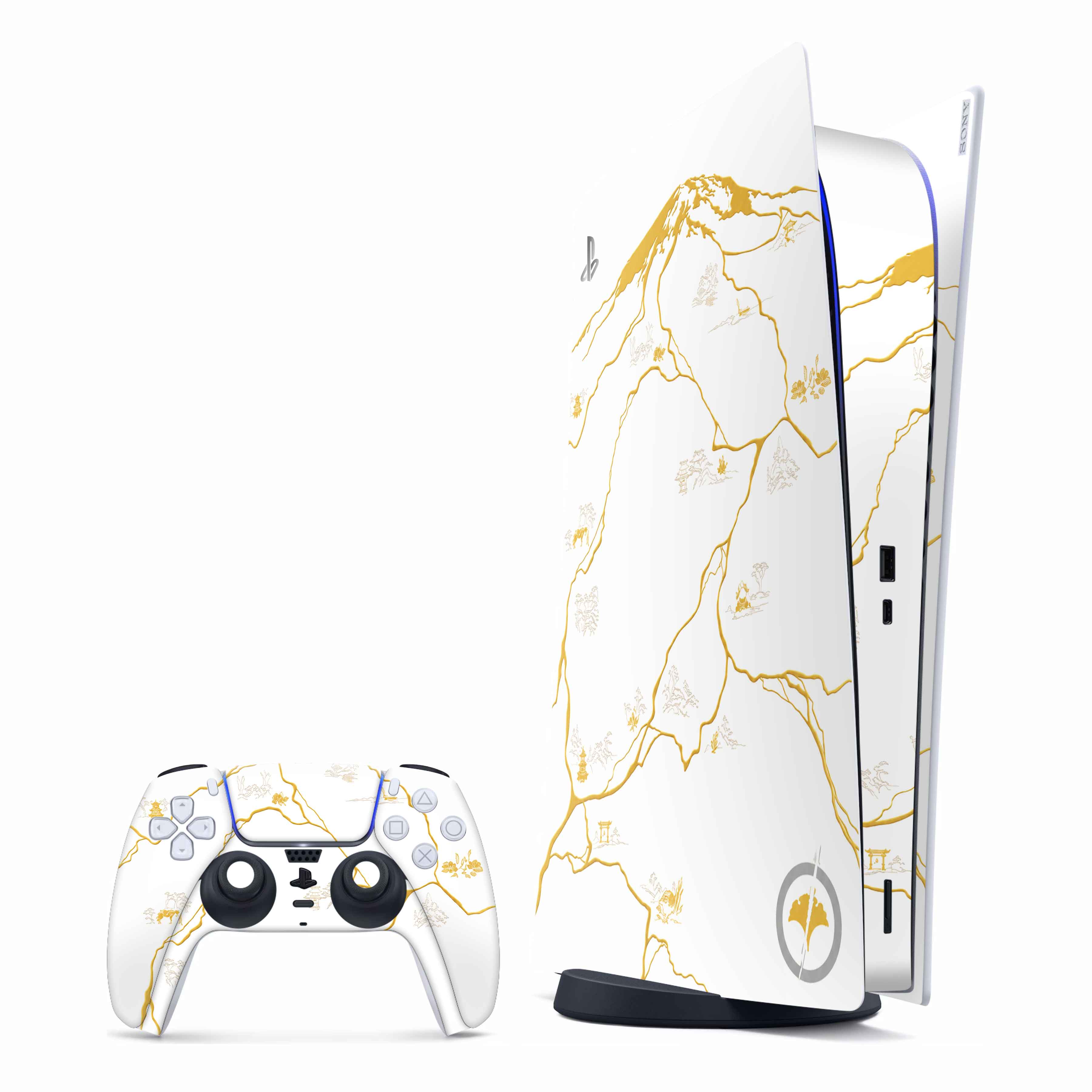 Golden 3D Mountains Playstation Skin