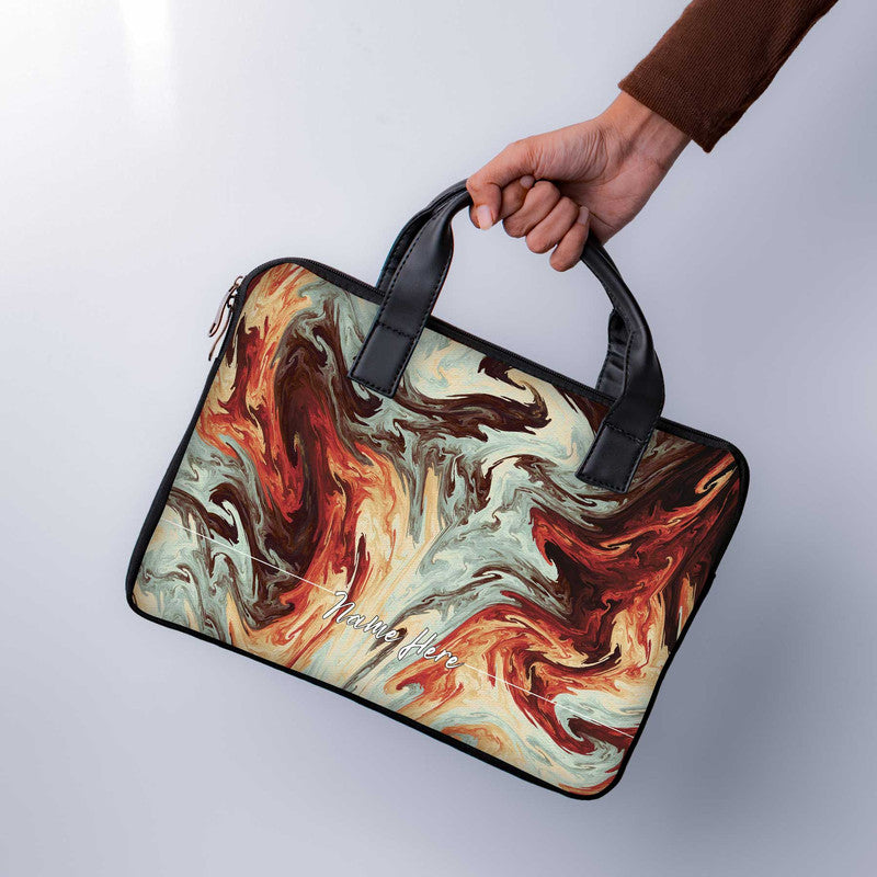 Coral Waves Custom Name Laptop Sleeve With Handle - WrapCart Main image