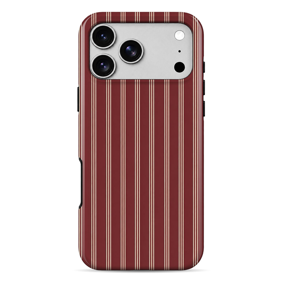 Burgundy Pinstripe Armour Mobile Cover