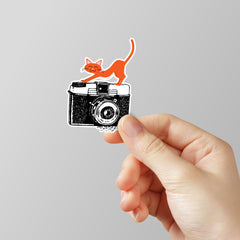 Lazy cat on Camera Laptop Sticker