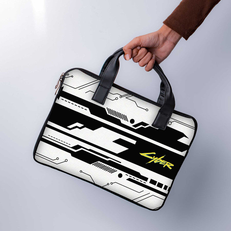 Cyber White Laptop Sleeve With Handle - WrapCart Main image