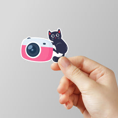 Cute Cat On Camera Laptop Sticker