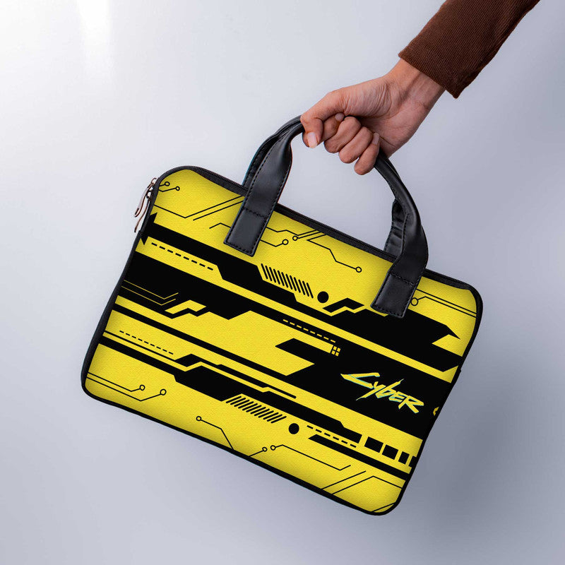 Cyber Yellow Laptop Sleeve With Handle - WrapCart Main image