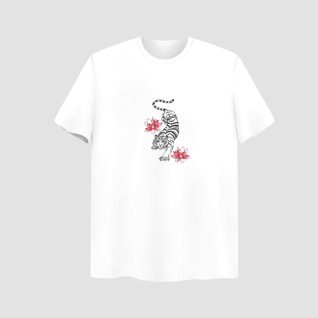 Tiger Embroidered White Oversize T Shirt Main image