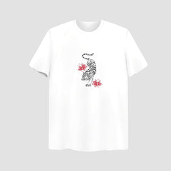 Tiger Embroidered White Oversize T Shirt
