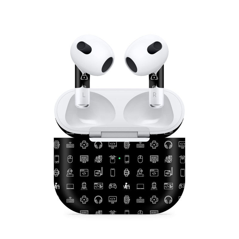 Airpods 4 Tech Icons Black Skin Main image