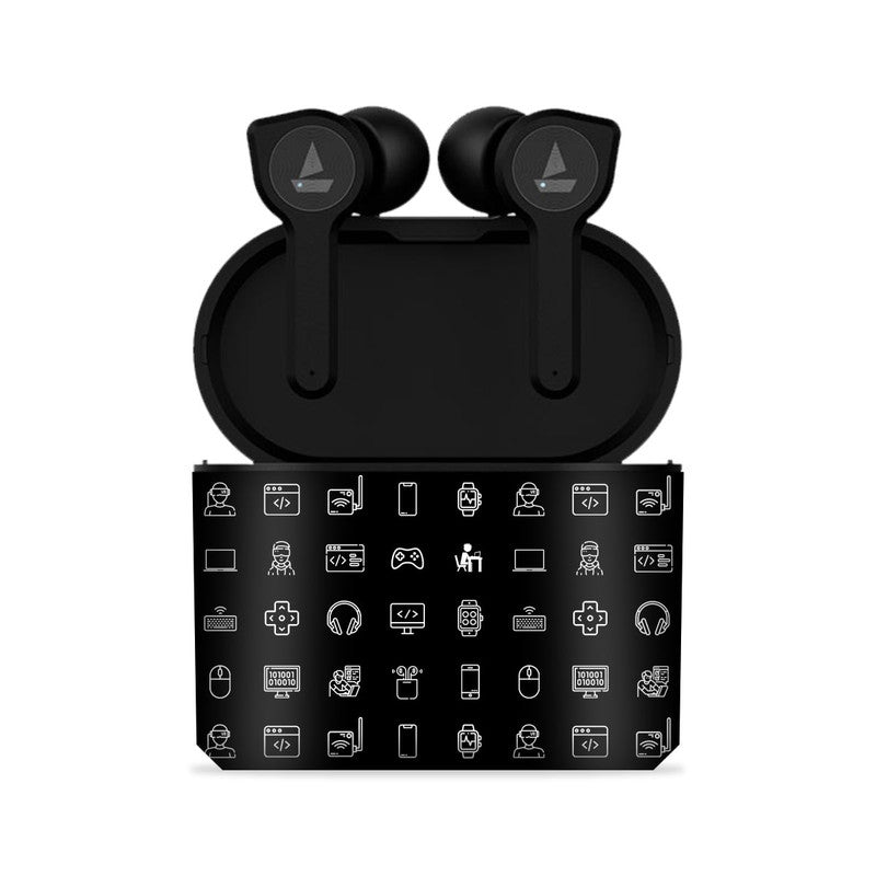 Boat Airdopes 138 Tech Icons Black Skin  Skin Main image
