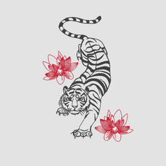 Tiger Embroidered White Oversize T Shirt
