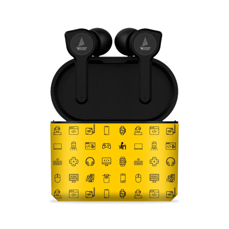 Boat Airdopes 161 Tech Icons Yellow Skin  Skin