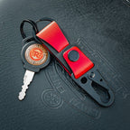 Red Strap Leather Key Chains - Black