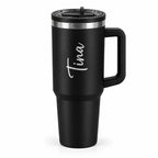 Jet Black Coffee Tumbler Sipper - Large Insulated Travel Mug 1200 ML