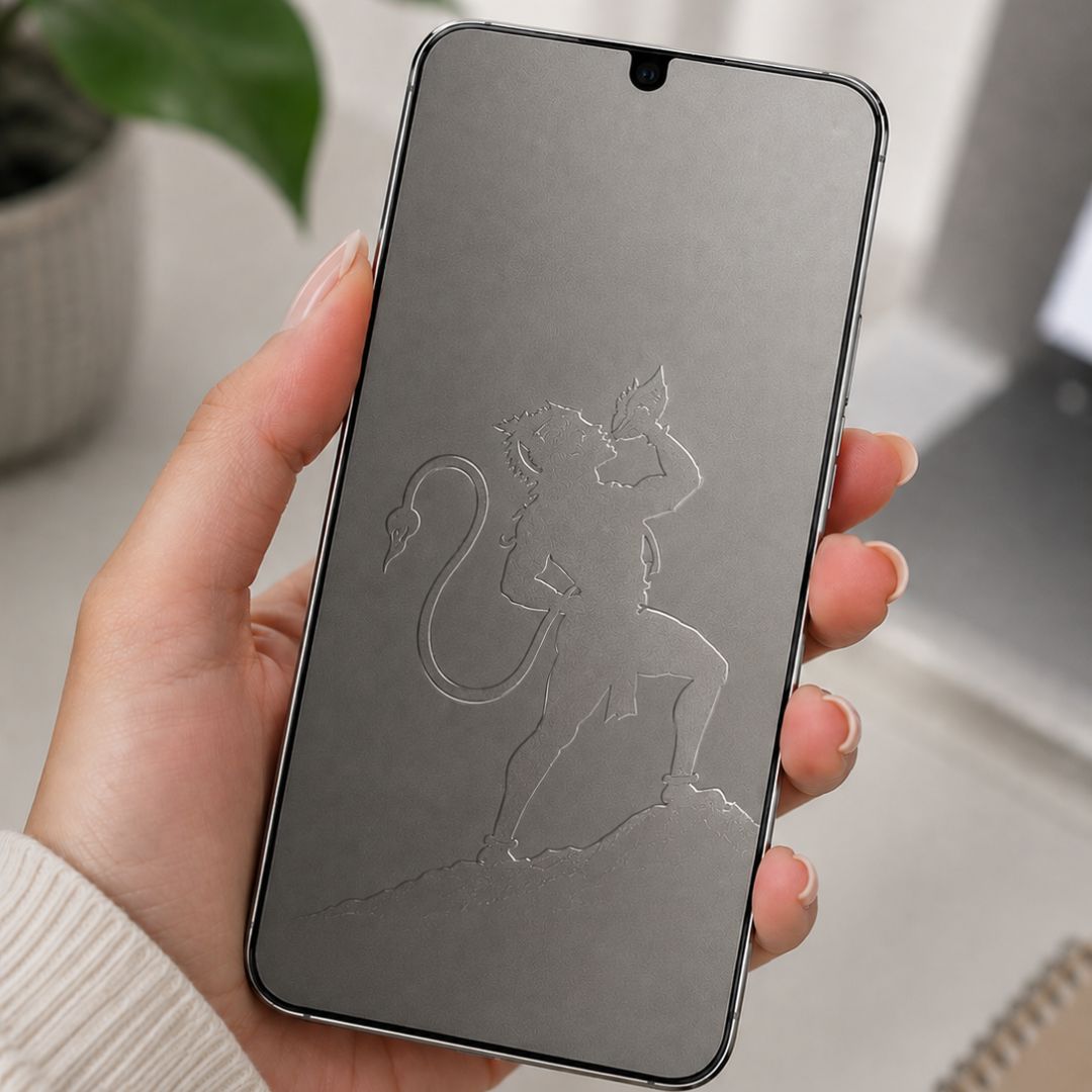 Emboss 3D Transparent Mobile Screen Protector - Jai Hanuman