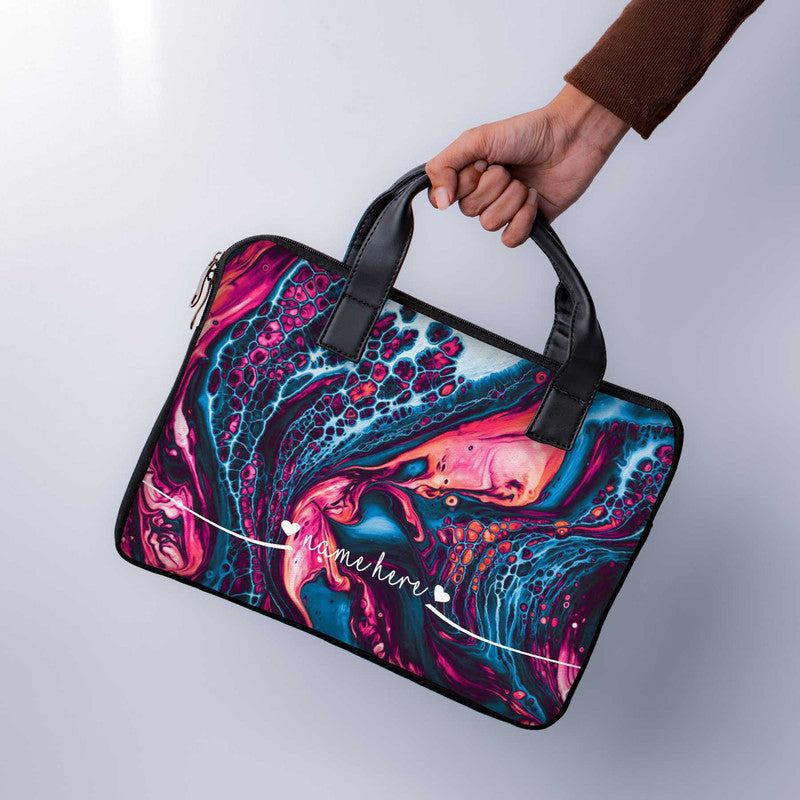 Liquid Psychedelic Custom Name Laptop Sleeve With Handle - WrapCart Main image