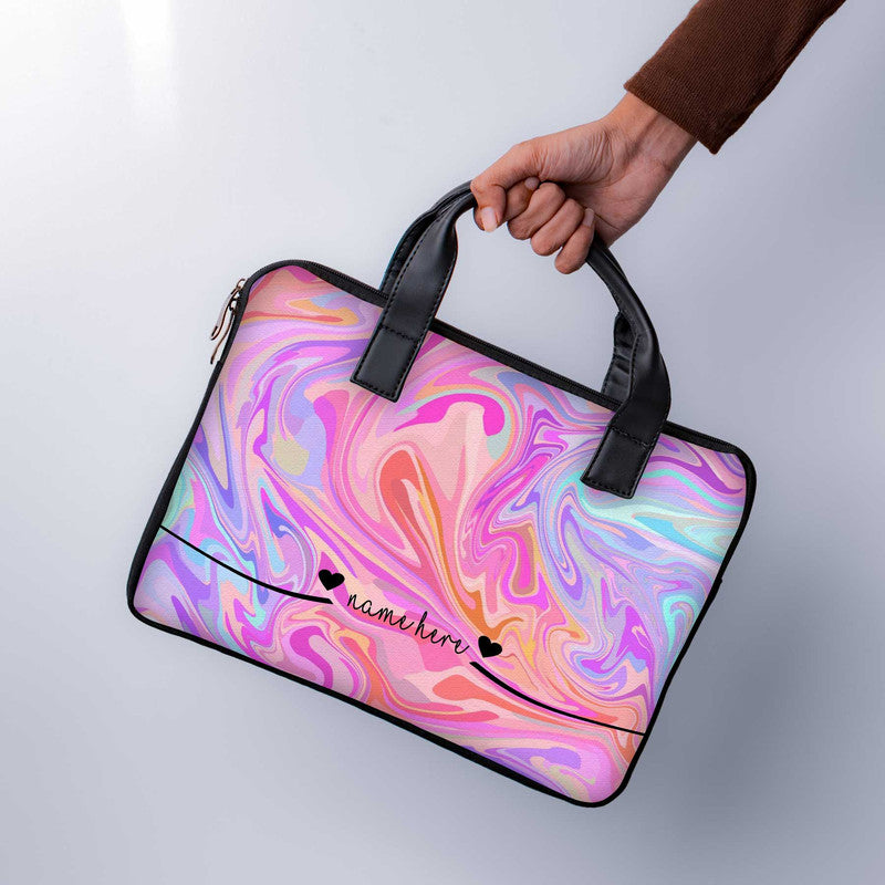 Liquid Swrill Custom Name Laptop Sleeve With Handle - WrapCart