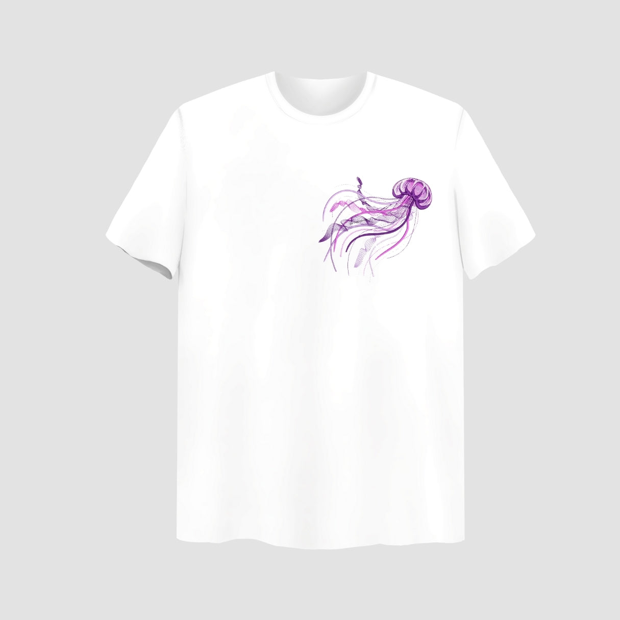 Jelly Fish Embroidered White Oversize T-Shirt Secondary image