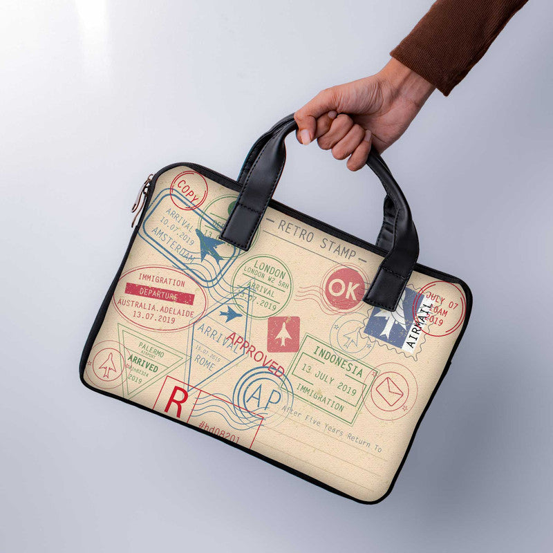 Retro Stamps Laptop Sleeve With Handle - WrapCart Main image