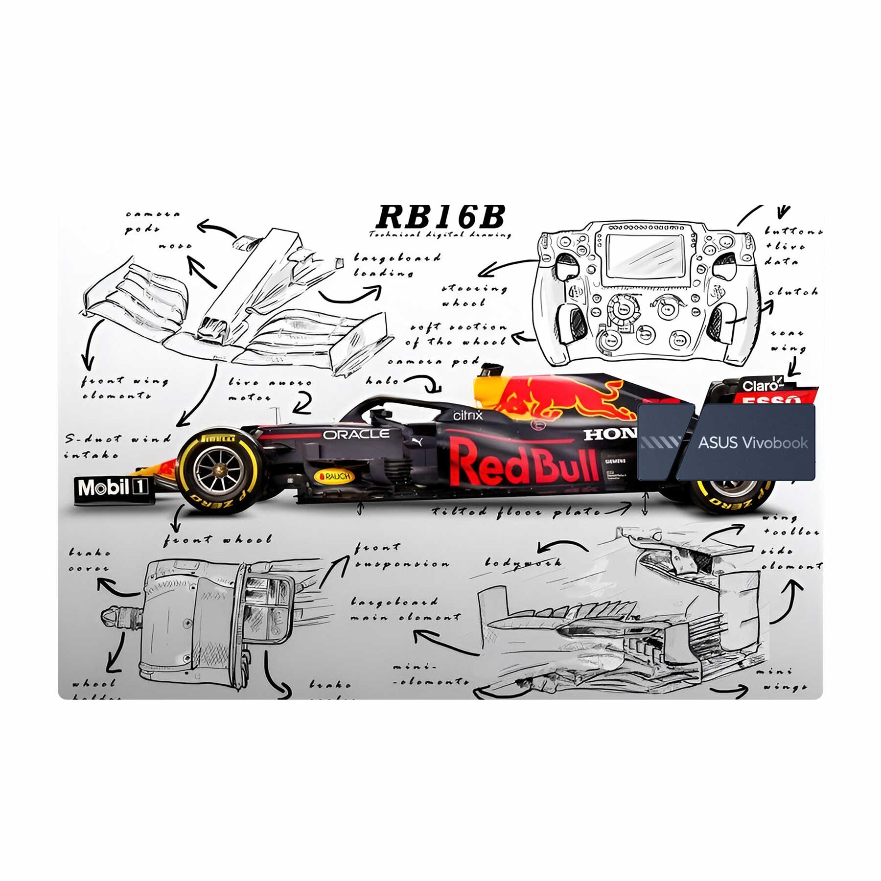 Max First Numbered Redbull Car Asus Vivobook X1605ZA Laptop Skin Main image