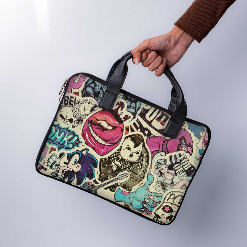 Vintage Punk Laptop Sleeve With Handle - WrapCart Main image