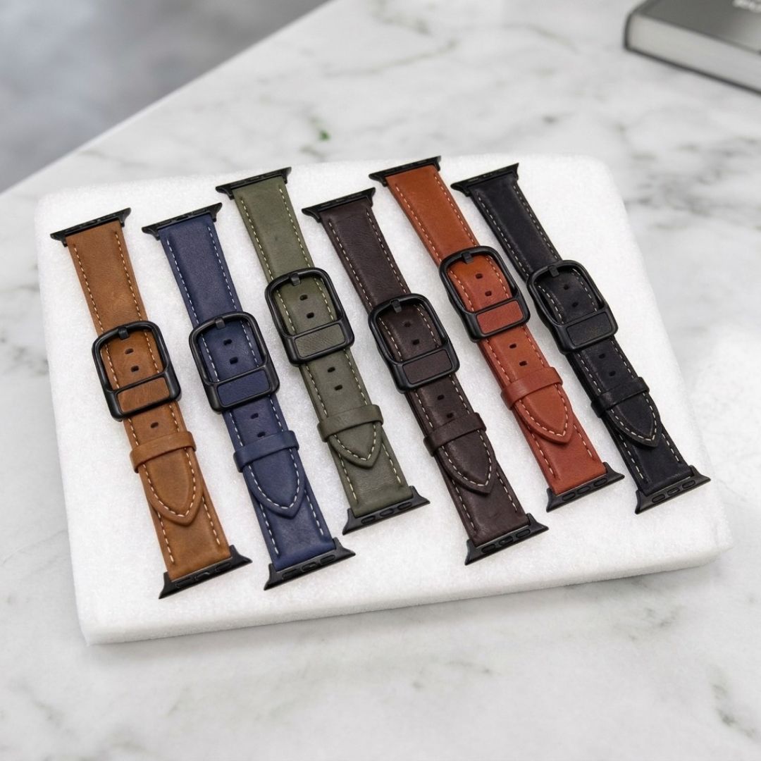 Apple Watch Navy Blue Weave Leather Strap