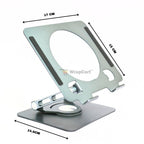 Desktop 360 Degree Rotating Base, Aluminum Metal Stand Holder, Foldable, Compatible with iPad, Tablet - Silver