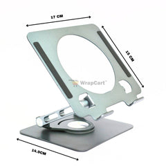 Desktop 360 Degree Rotating Base, Aluminum Metal Stand Holder, Foldable, Compatible with iPad, Tablet - Silver