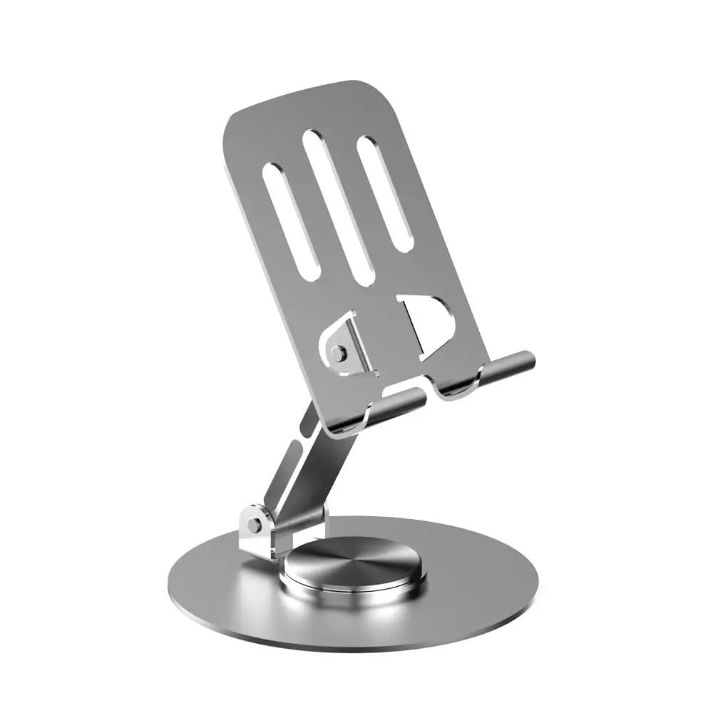 Aluminum Phone Stand 360° Rotatable and Foldable Cell Phone Holder - Grey