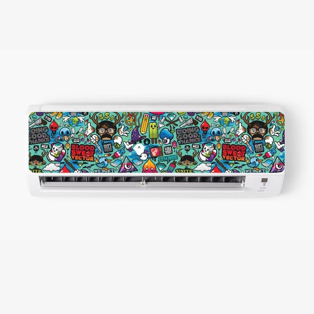 Blue Abstract AC Sticker - Split AC Decal | Air Conditioner Skin Sticker Main image