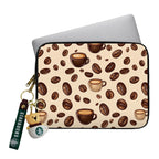 Coffee Pattern Laptop Sleeve With Charm