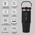 Personalized Coffee Tumbler - Large Insulated Travel Mug With Handle