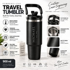 Personalized Dark Knight Coffee Tumbler - Large Insulated Travel Mug With Handle
