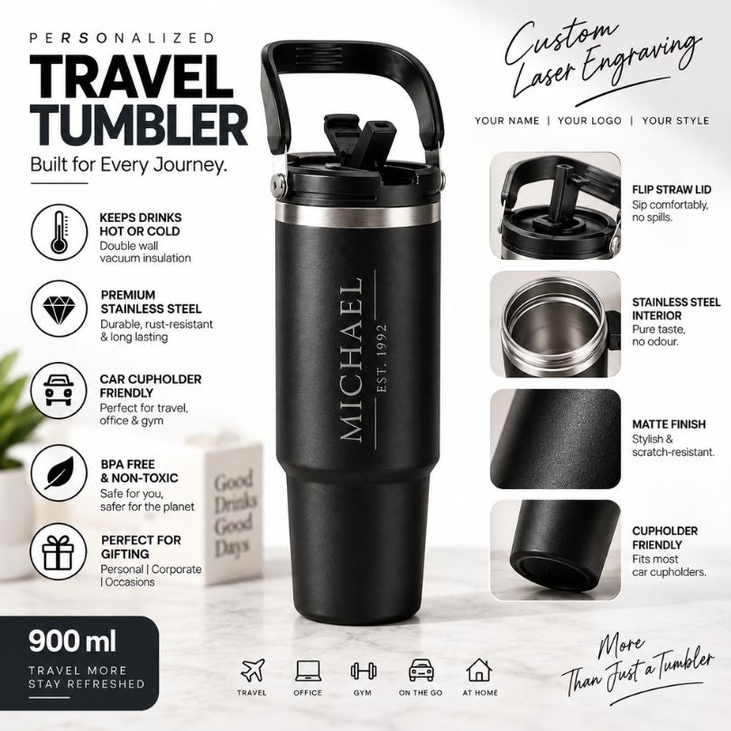 Personalized Dark Knight Coffee Tumbler - Large Insulated Travel Mug With Handle