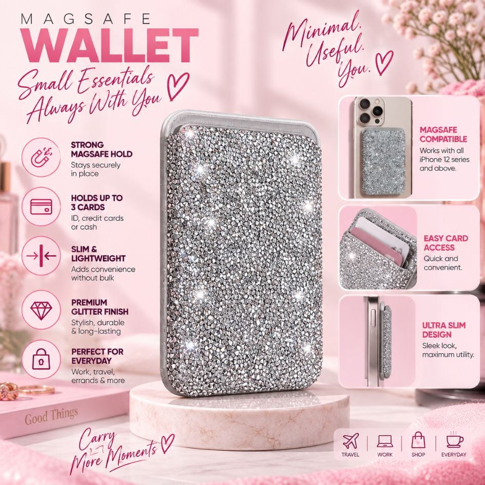 Magnetic MagSafe Glitter Wallet – Sparkly Card Holder Main image