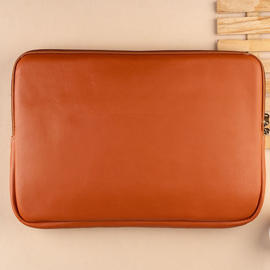 Tan Leather Laptop Sleeve Main image
