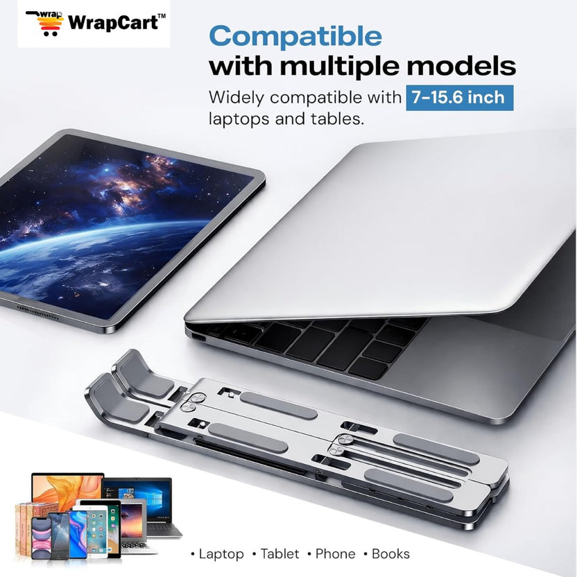 6 Angles Adjustable Aluminum Ergonomic Foldable Portable Laptop Riser ...