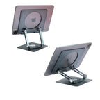 Desktop 360 Degree Rotating Base, Aluminum Metal Stand Holder, Foldable, Compatible with iPad, Tablet - Silver