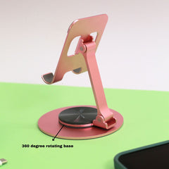 360 Degree  Aluminum Mobile Stand Compatible For Smartphones- Rose Gold