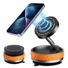 Car Rotatable Vacuum Magnetic Foldable Phone Holder (Orange)
