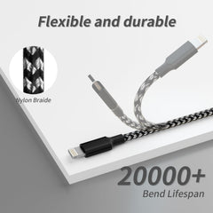 Nylon Braided 65W Charger Cable - 3 in 1  1200 mm Fast Charging Data Cable