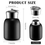 Personalized Mini Stainless Steel Vacuum Insulated Bottle - 300 ml Black Leakproof with Keyring Cap