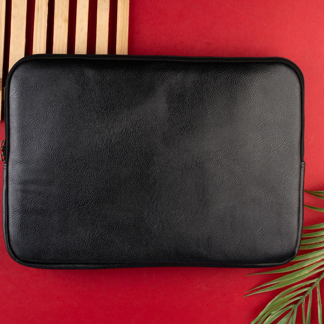 Black Leather Laptop Sleeve Main image