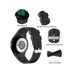 Black Silicone Strap -  Compatible for Samsung Galaxy Watch 4 Band & Galaxy Watch 5 Band 44mm 40mm/Watch 5 Pro Bands 45mm/Galaxy Watch 4 Classic Bands 46mm 42mm,20mm