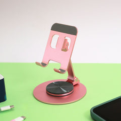 360 Degree  Aluminum Mobile Stand Compatible For Smartphones- Rose Gold
