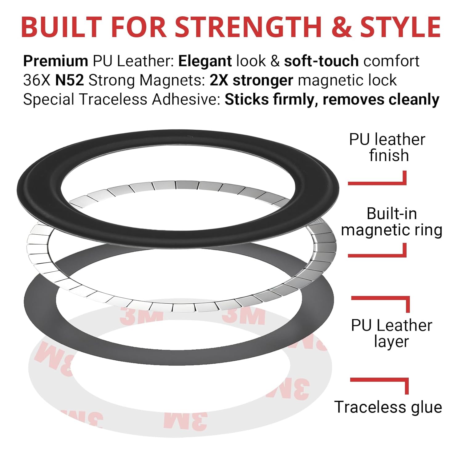 Magnetic Metal Ring - 2X Stronger 2000Gs Black